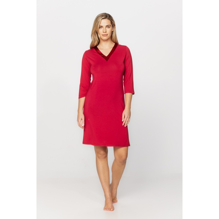 Camisón largo seda micromodal elastano rojo